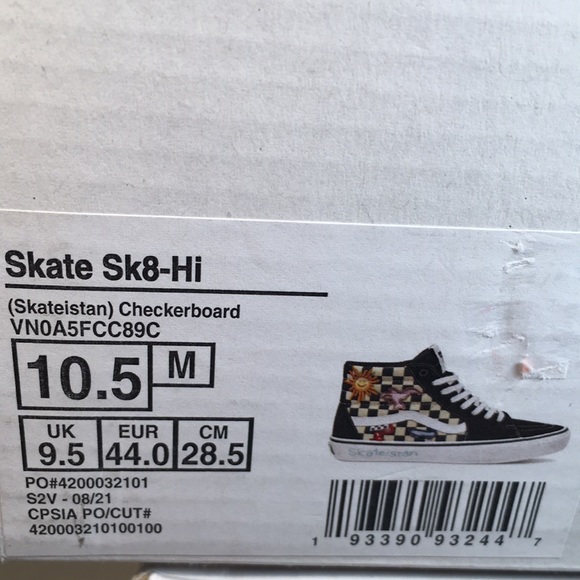 NWT Vans SK8 Hi Top Skateistan Checkerboard Sneakers Men’s 10.5 - Picture 9 of 10